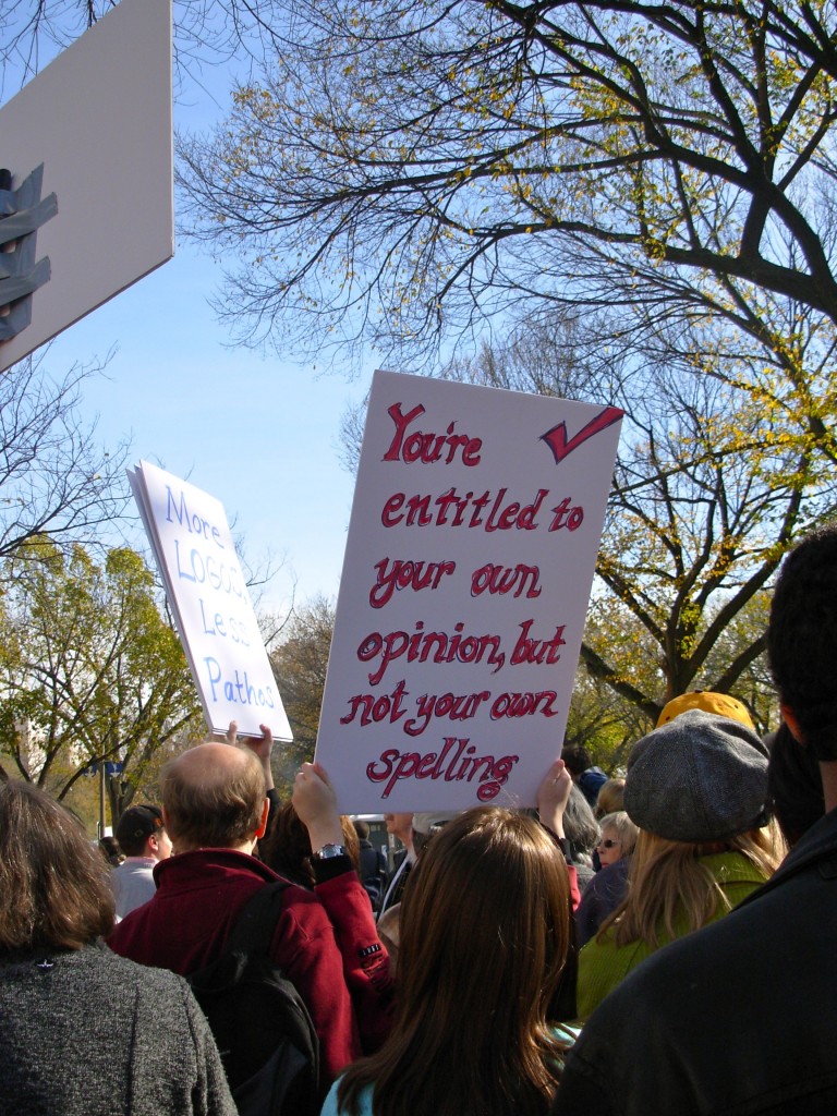 Rally to restore sanity sign