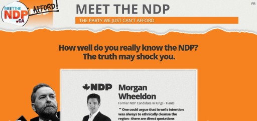 Screenshot of Conservative "attack site" meetthendp.ca