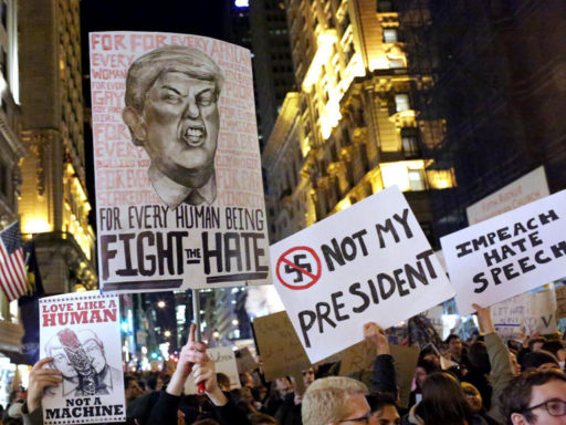 Anti-Trump Protest NYC (image CBS)
